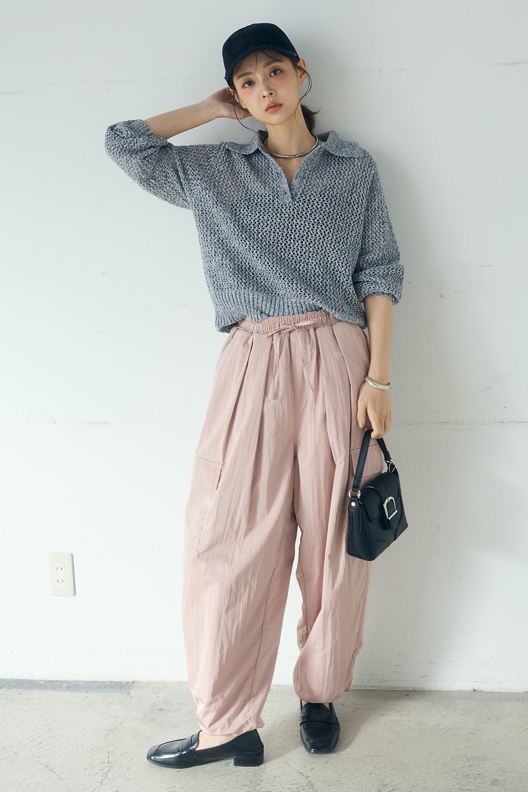 [SET]ミックスメッシュポロニット+撥水ジョガーパンツ(2set)