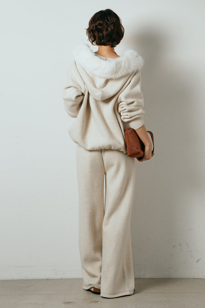 【着回しセット】[SET]ファー付きフーディーニットSETUP+ビッグカラーダブルジップニットSETUP(2set)