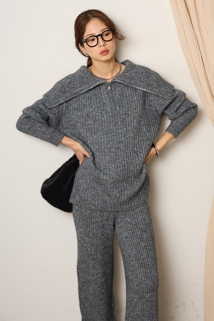 [SET]ハーフジップビックカラーニットSETUP