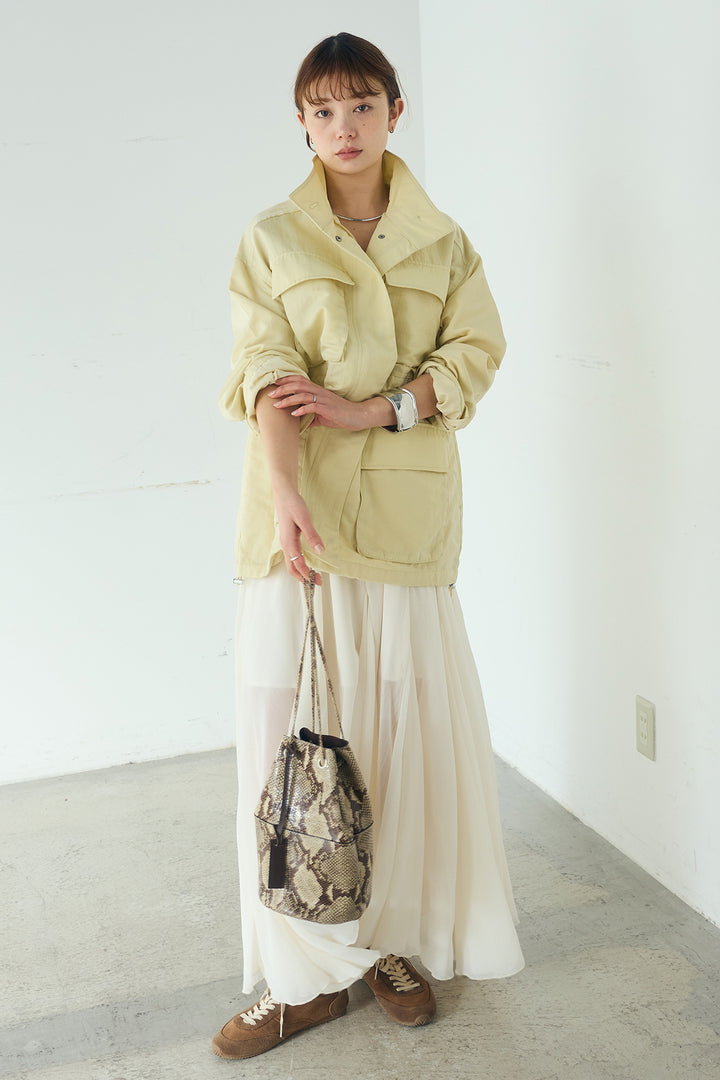 [SET]ナイロンツイルフィールドジャケット+シアーフリルキャミワンピース(2set)