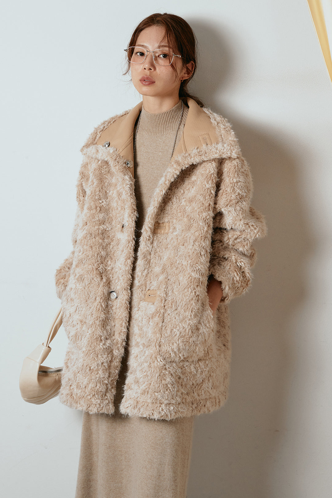 [SET]リバーシブルボアアウター+ノースリーブニットロングワンピース(2set)