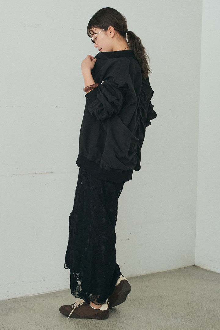 [SET]袖シャーリングオーバーサイズMA1+総レースキャミワンピース(2set)