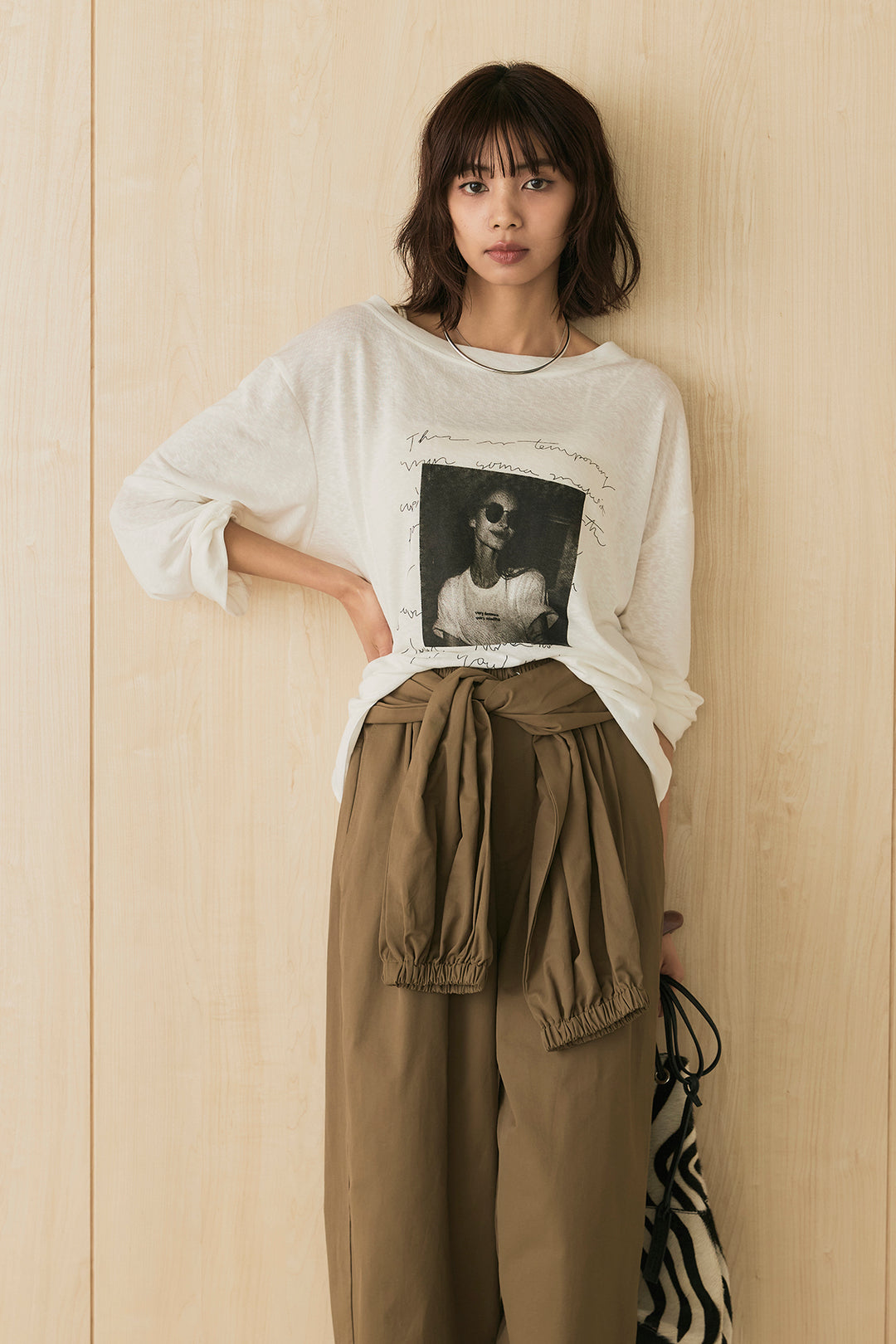 [SET]ヴィンテージグラフィックロンT+合繊ツイルスタンドウエスト巻きジョガーパンツ(2set)