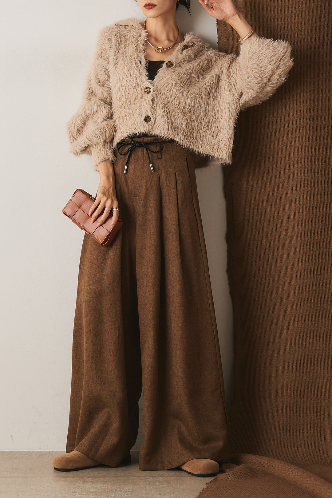 【即納】フェザーヤーン衿付きカーディガン