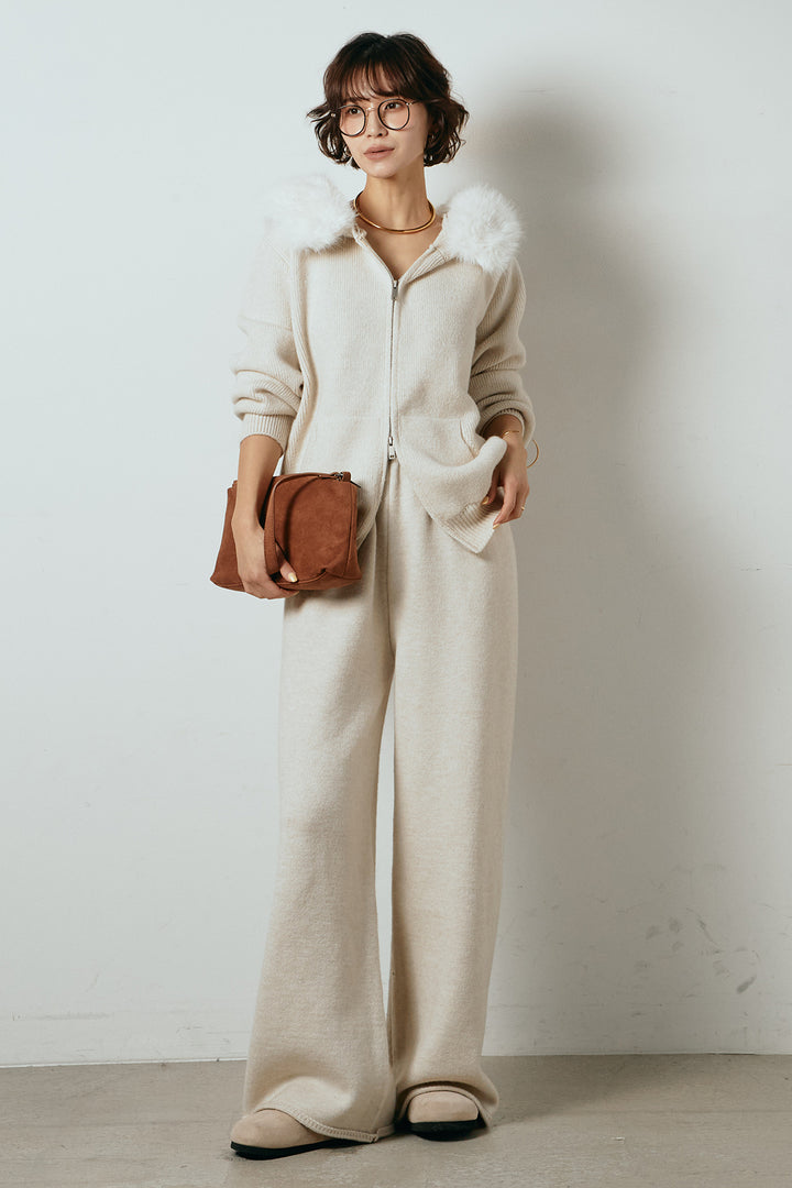 【着回しセット】[SET]ファー付きフーディーニットSETUP+ストライプドッキングニットポロSETUP(2set)