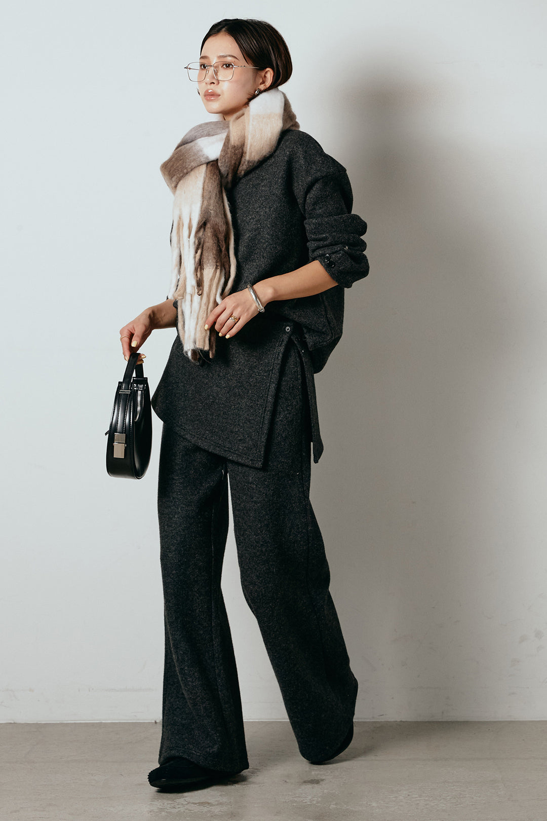 [SET]チェックマフラー付きニットSETUP