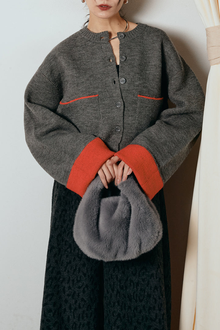 [SET]アルパカタッチダブルフェイスカーディガン+レオパードジャガードニットパンツ(2set)