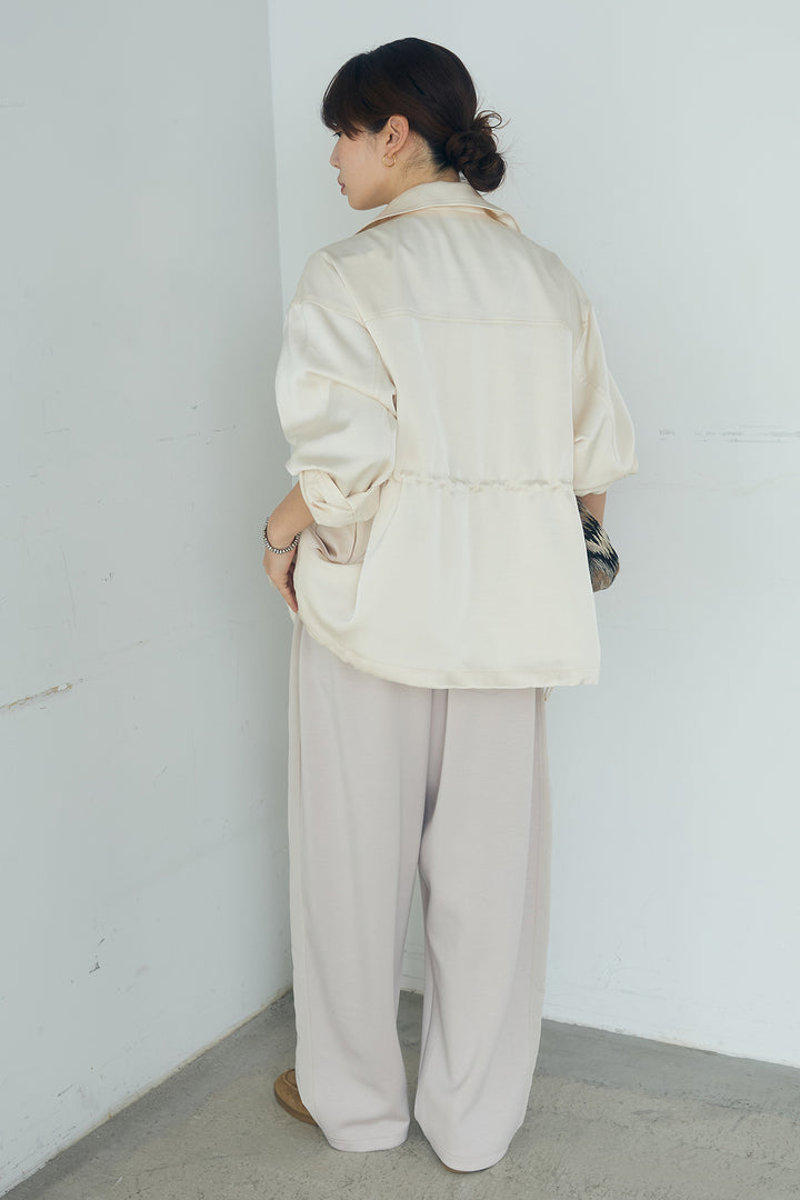 [SET]サテンライトブルゾン+異素材切り替えスウェットパンツ(2set)