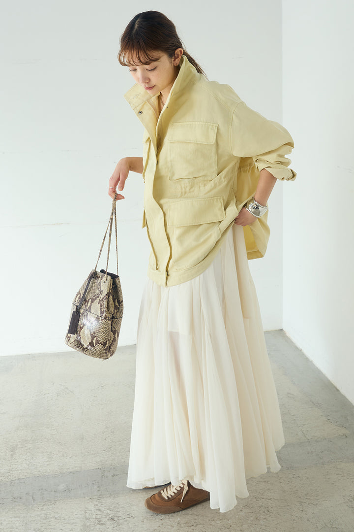 [SET]ナイロンツイルフィールドジャケット+シアーフリルキャミワンピース(2set)