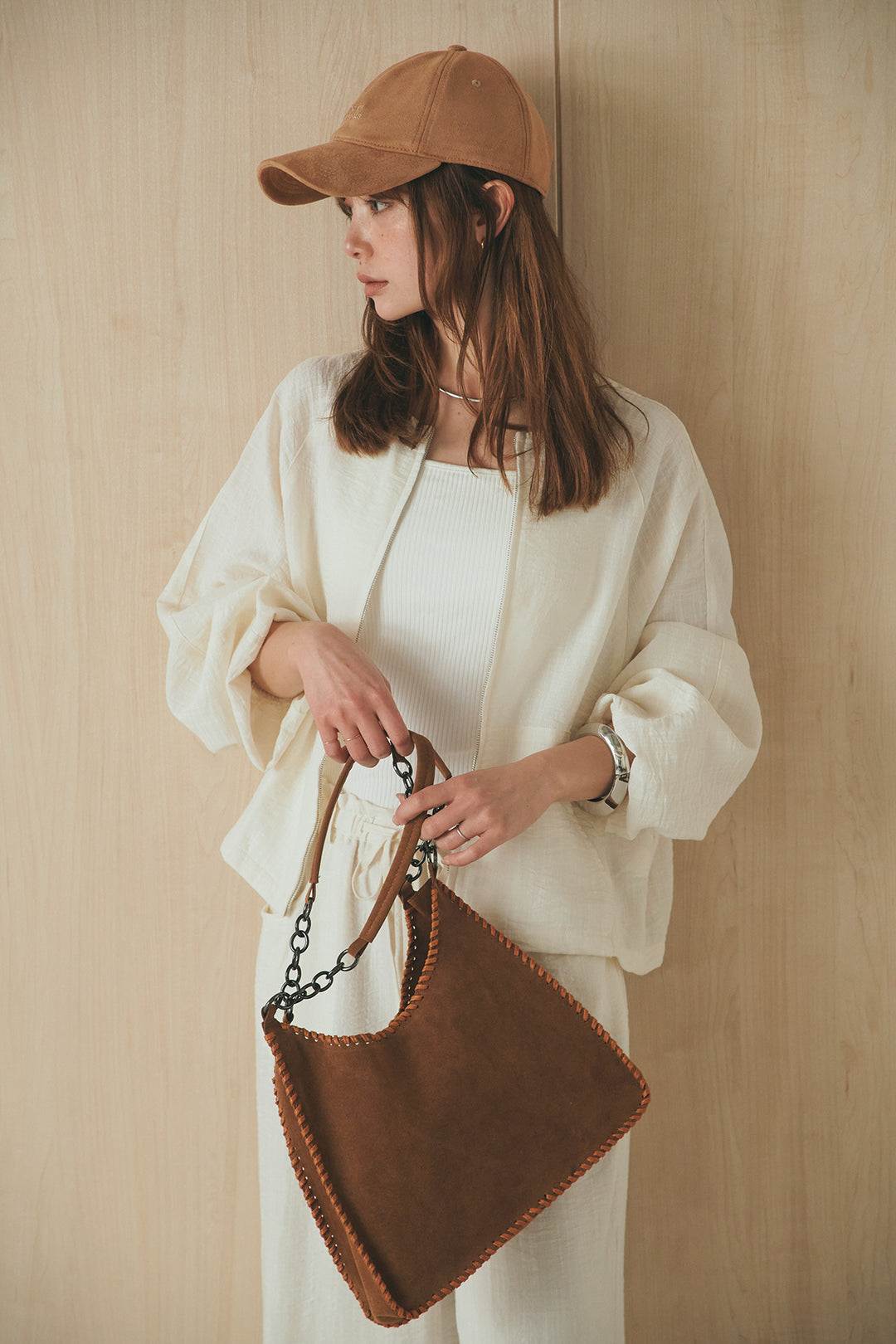 [SET]麻混ノーカラーブルゾン+麻混ウエストドロストパンツ(2set)