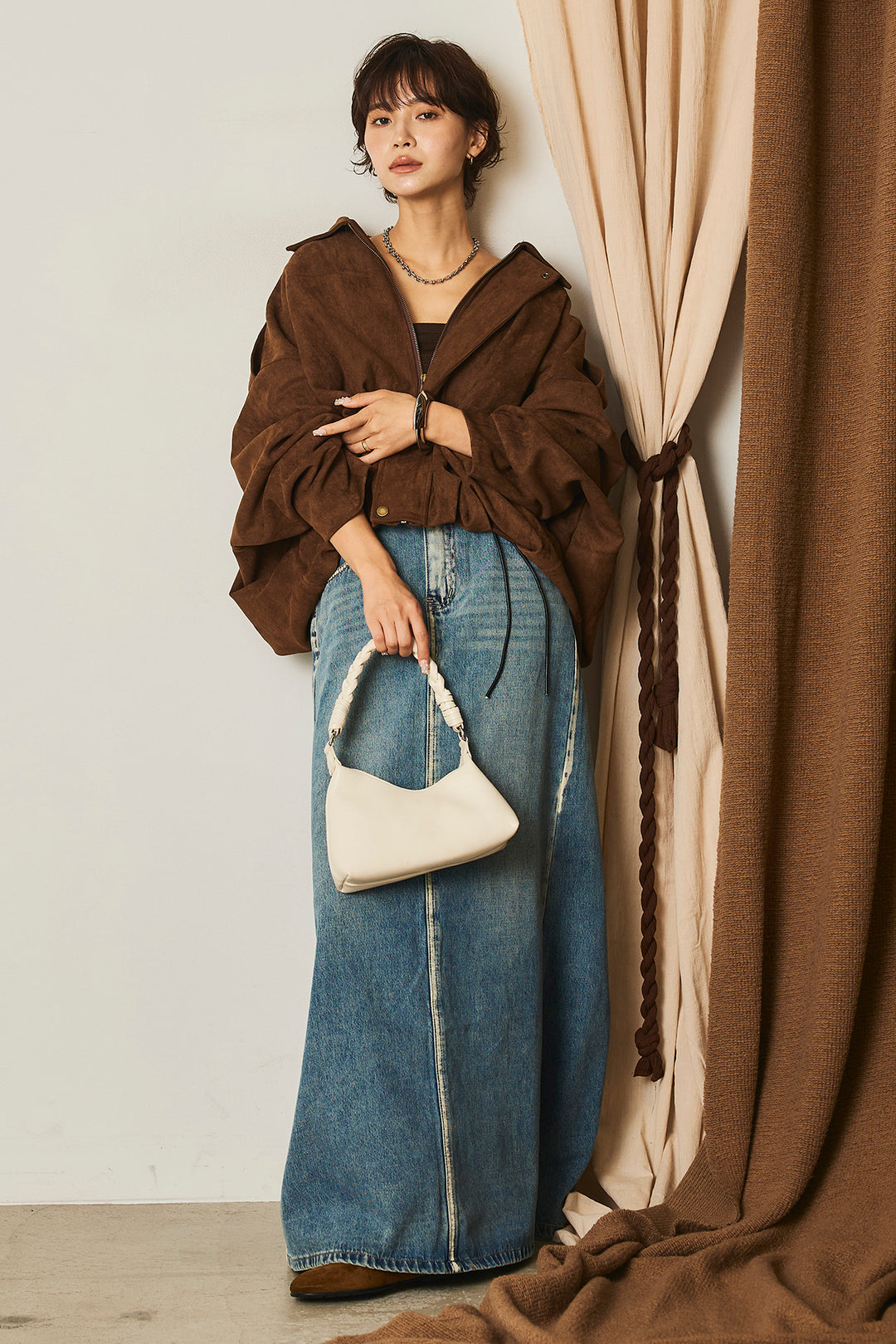 【即納】バルーンシルエットフェイクスエードブルゾン