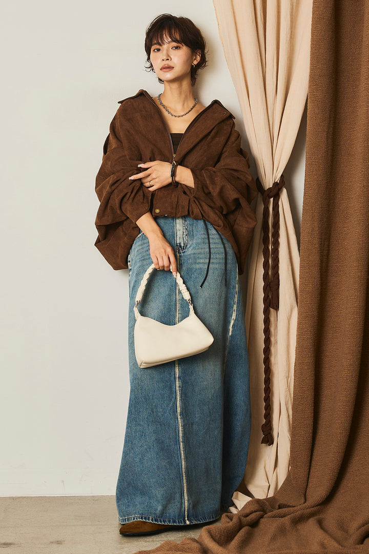 【即納】バルーンシルエットフェイクスエードブルゾン