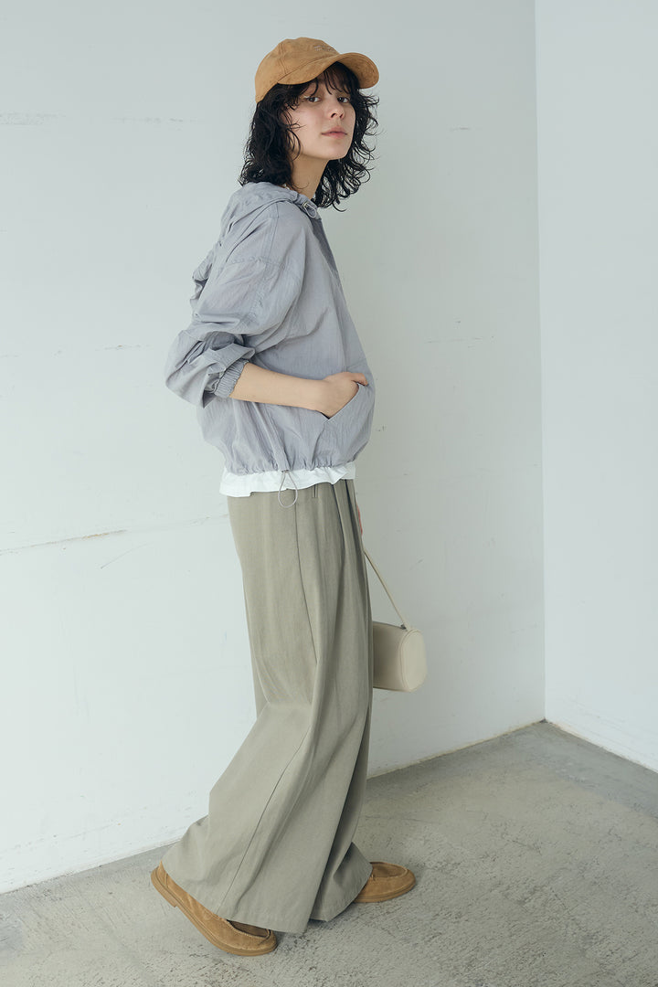 [SET]レイヤードデザインフーディートップス+サイド調整ベルトタックパンツ(2set)