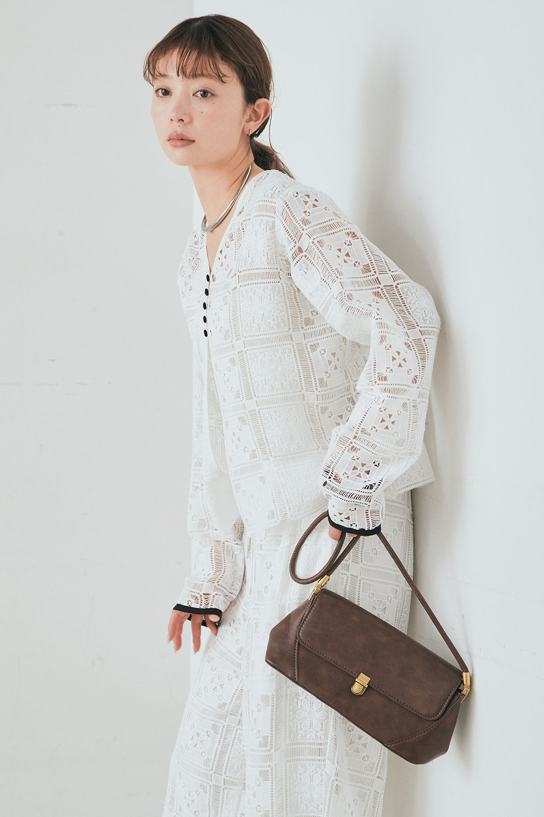 [SET]クロシェレースカーディガン+クロシェレースイージーパンツ(2set)