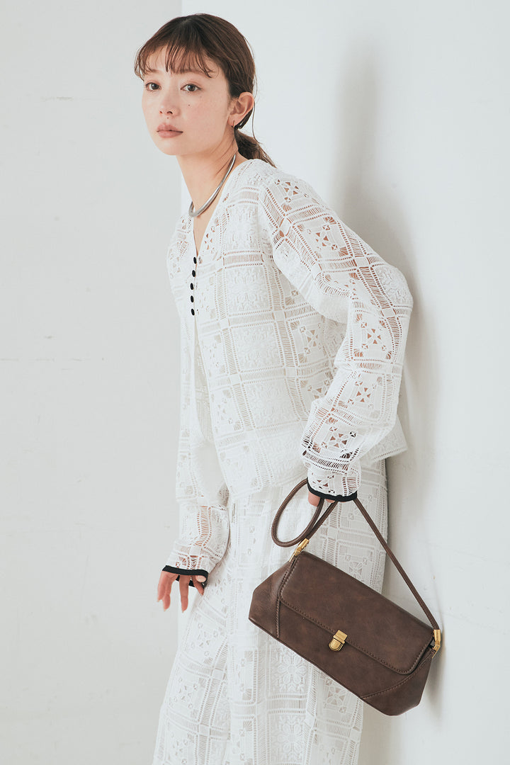 [SET]クロシェレースカーディガン+クロシェレースイージーパンツ(2set)