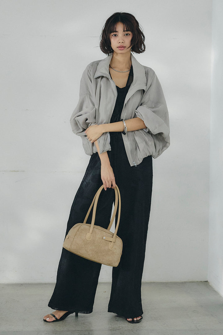 [SET]スタンドネックシアーブルゾン+レースサロペット(2set)