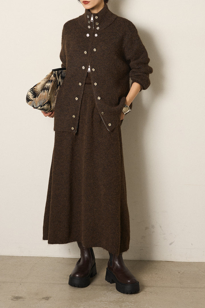 [SET]ハイネックメタルプレートニットスカートSETUP