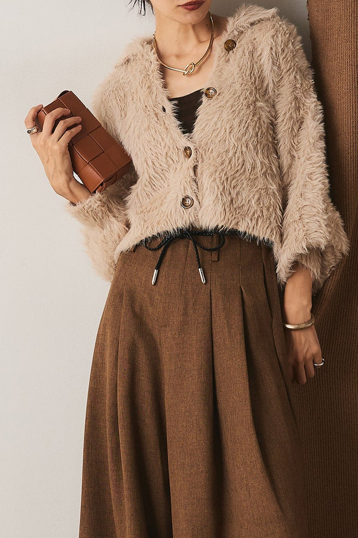 【即納】フェザーヤーン衿付きカーディガン