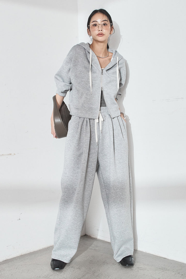 [SET]スウェットドルマンジップフードパーカー+スウェットコクーンイージーパンツ(2set)