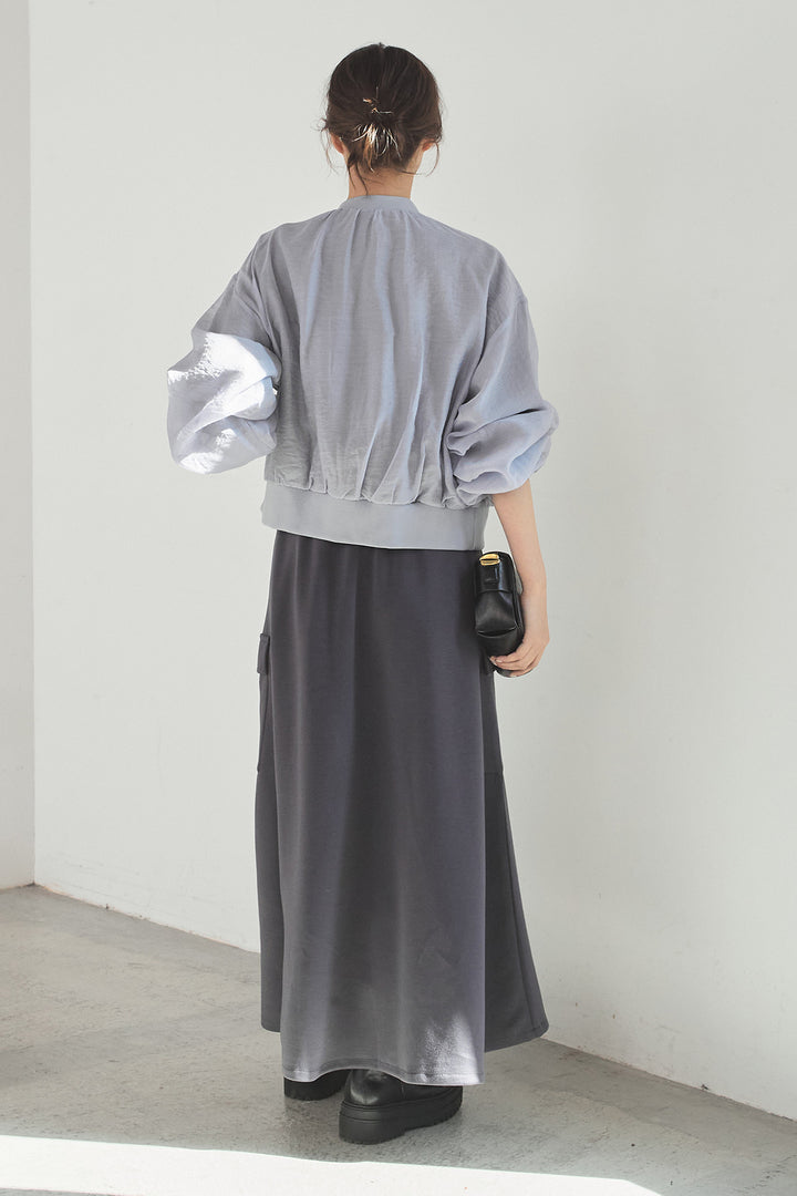 [SET]シアー×ポンチブルゾン+リラックススウェットスカート(2set)