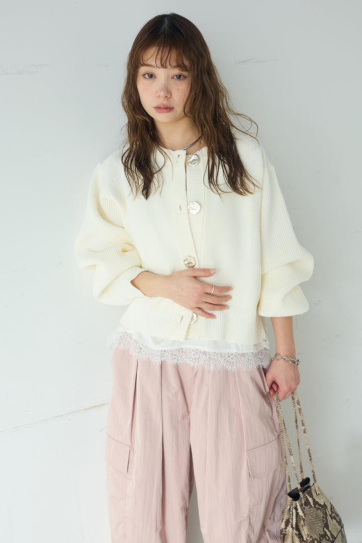 [SET]スポンディッシュBIGボタンクルーネックカーディガン+撥水ジョガーパンツ(2set)