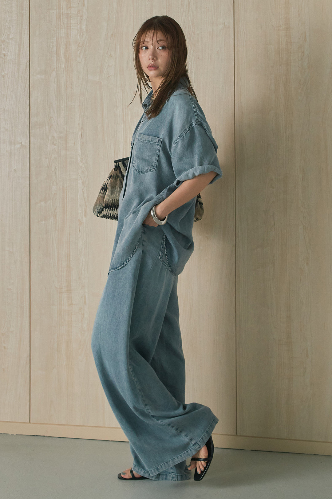 【着回しセット】[SET]デニムライクハーフスリーブシャツSETUP+デニムライクハーフスリーブシャツSETUP(2set)