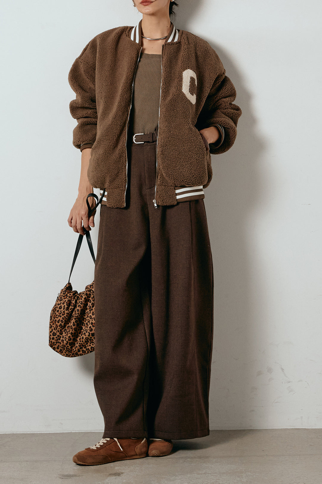 [SET]ロゴスタジャンボアブルゾン+ポーチベルト付きカーブパンツ(2set)