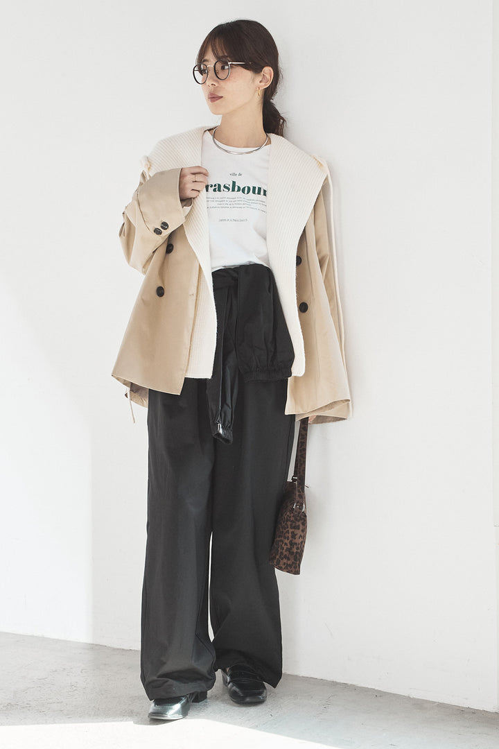 [SET]ナイロントレンチコート+合繊ツイルスタンドウエスト巻きジョガーパンツ(2set)