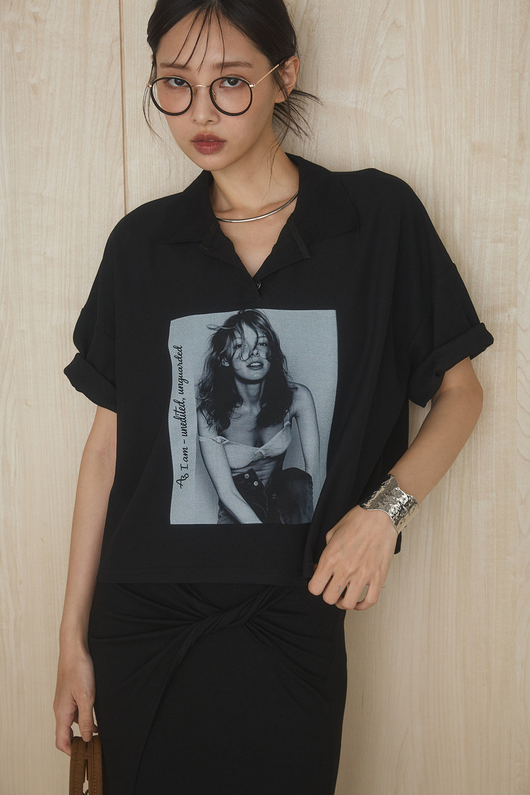 [SET]グラフィックポロTシャツ+フロントツイストデザインタイトスカート(2set)