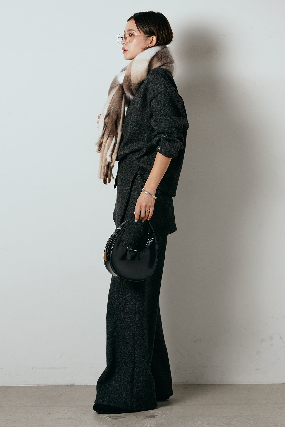 [SET]チェックマフラー付きニットSETUP