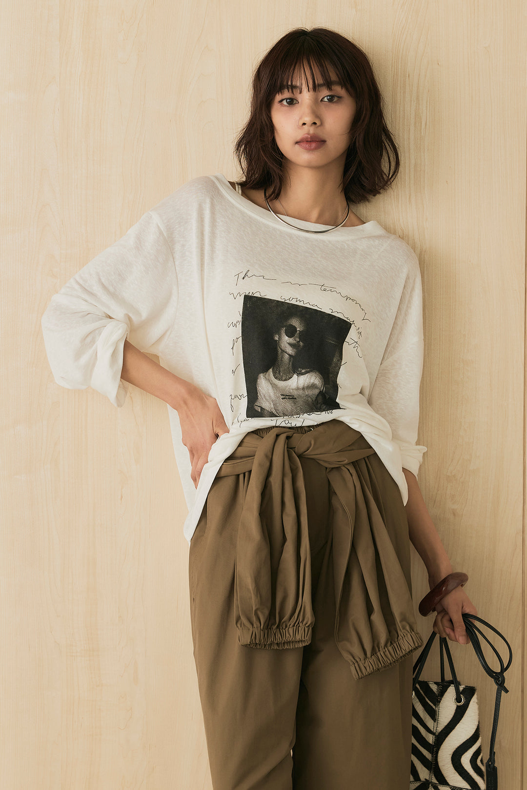 [SET]ヴィンテージグラフィックロンT+合繊ツイルスタンドウエスト巻きジョガーパンツ(2set)