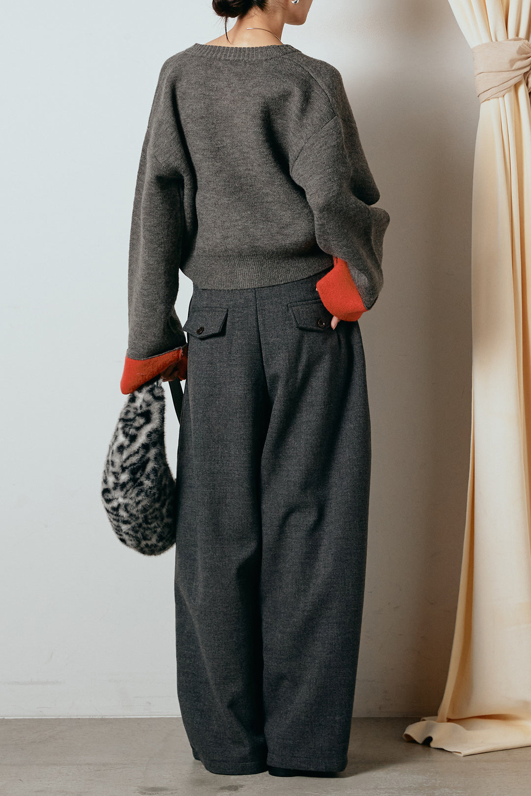 [SET]アルパカタッチダブルフェイスカーディガン+ポーチベルト付きカーブパンツ(2set)