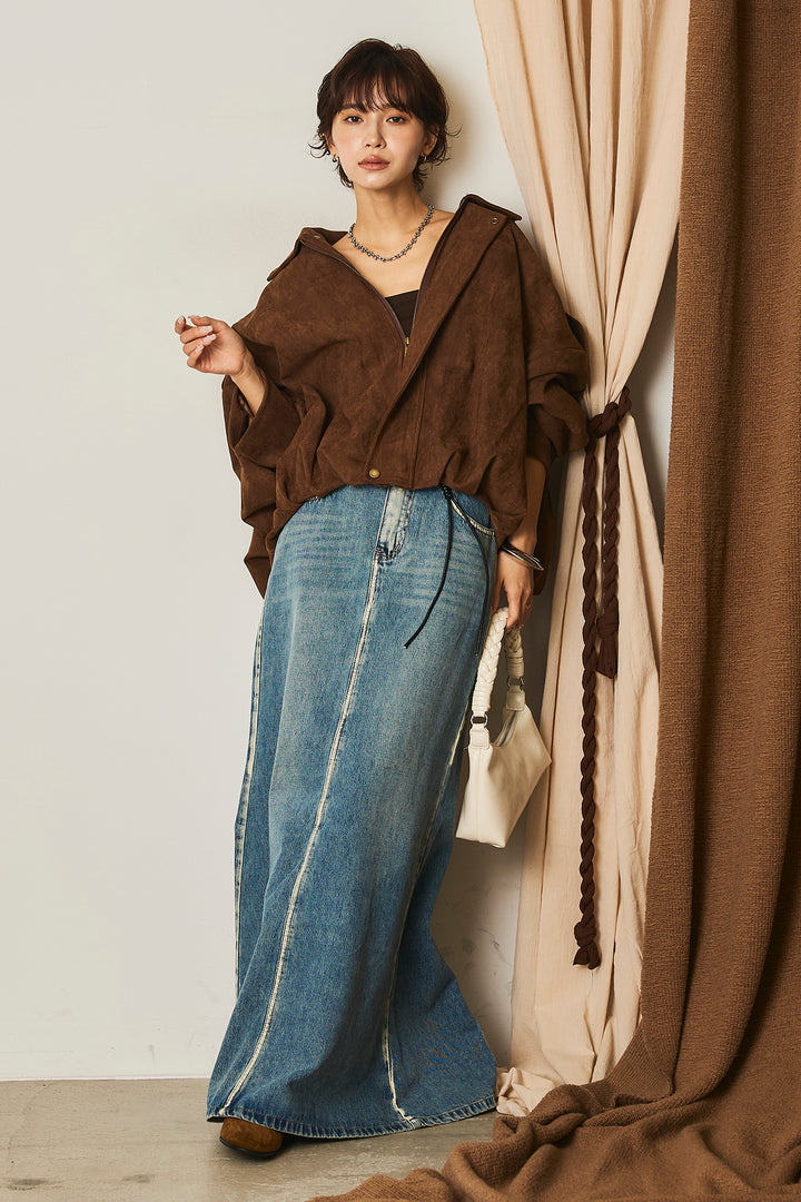 【即納】バルーンシルエットフェイクスエードブルゾン