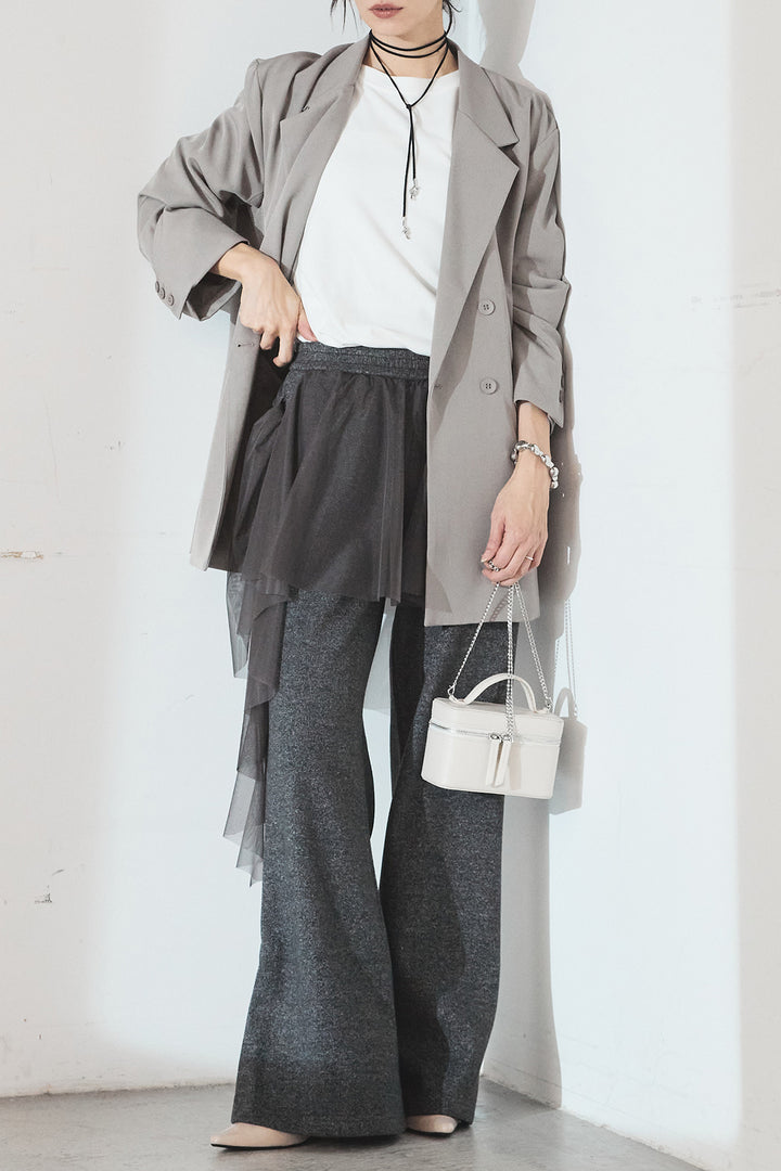 [SET]ルーズシルエットダブルテーラードジャケット+ストレッチロングTシャツ(2set)