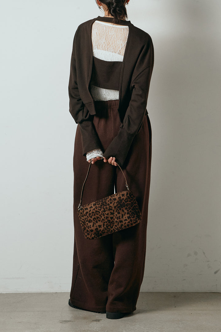 [SET]裏毛バックオープンプルオーバー+裏起毛スウェットワイドパンツ(2set)