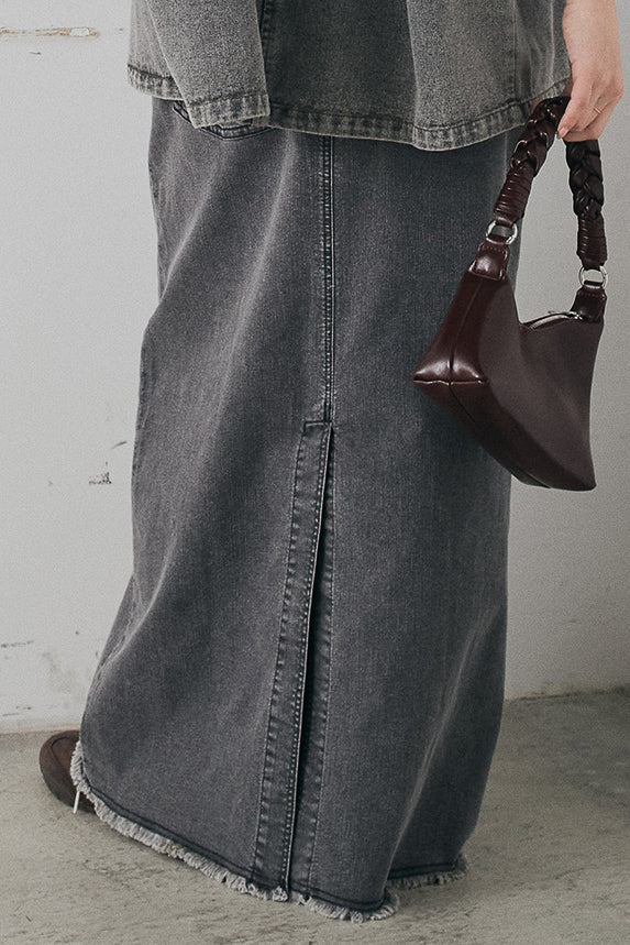 [SET]オーバーデニムジャケット+ウエストクロスデニムタイトスカート(2set)