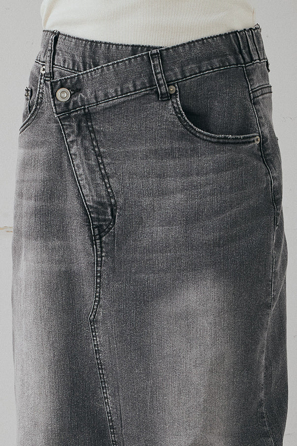 [SET]オーバーデニムジャケット+ウエストクロスデニムタイトスカート(2set)