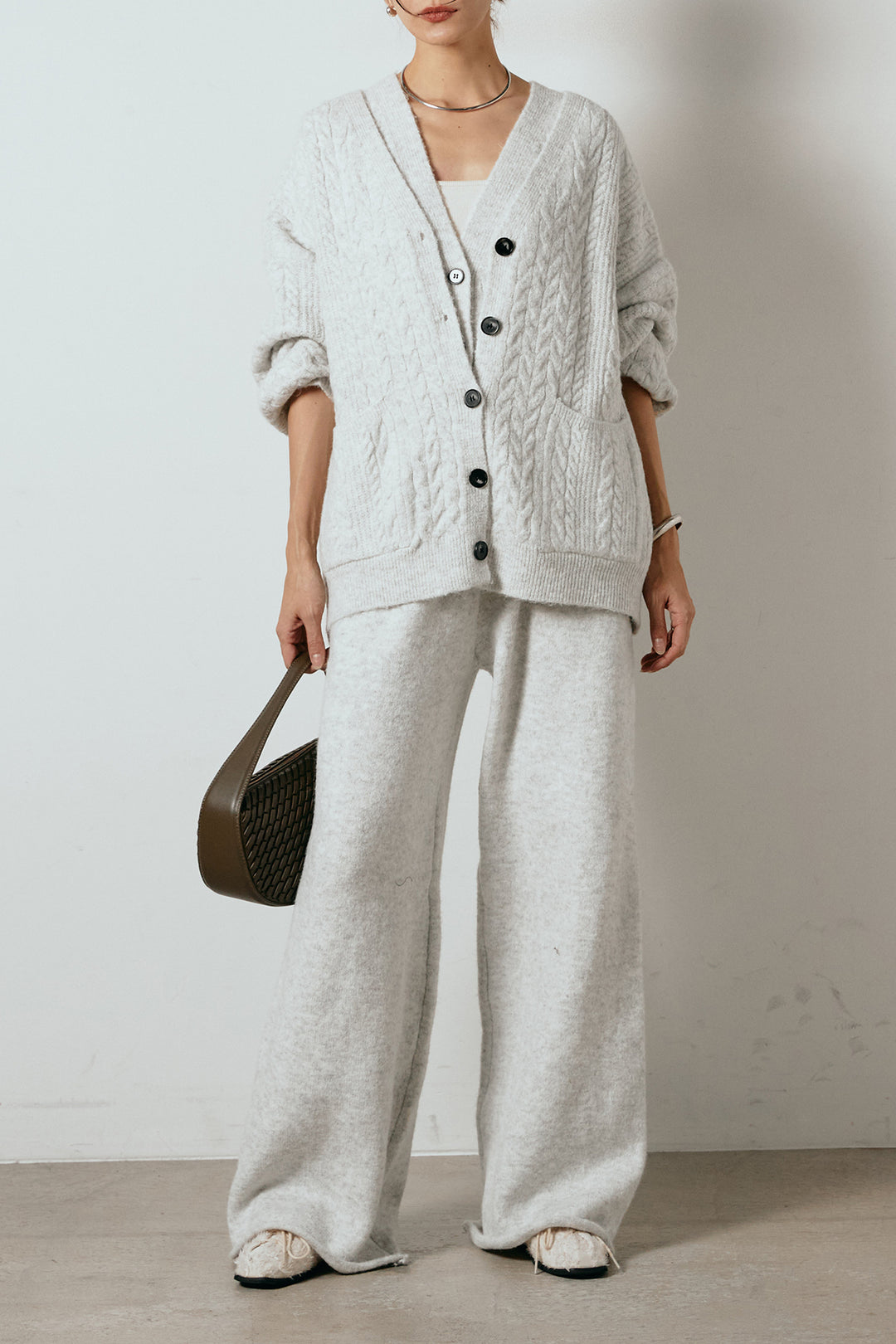 [SET]3ピースフロントボタンニットSETUP