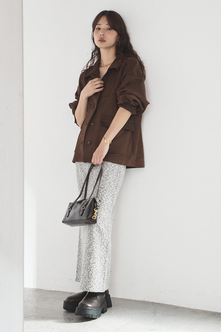 [SET]デカポケスエポンジャケット+ツイード風MIXスラブスカート(2set)