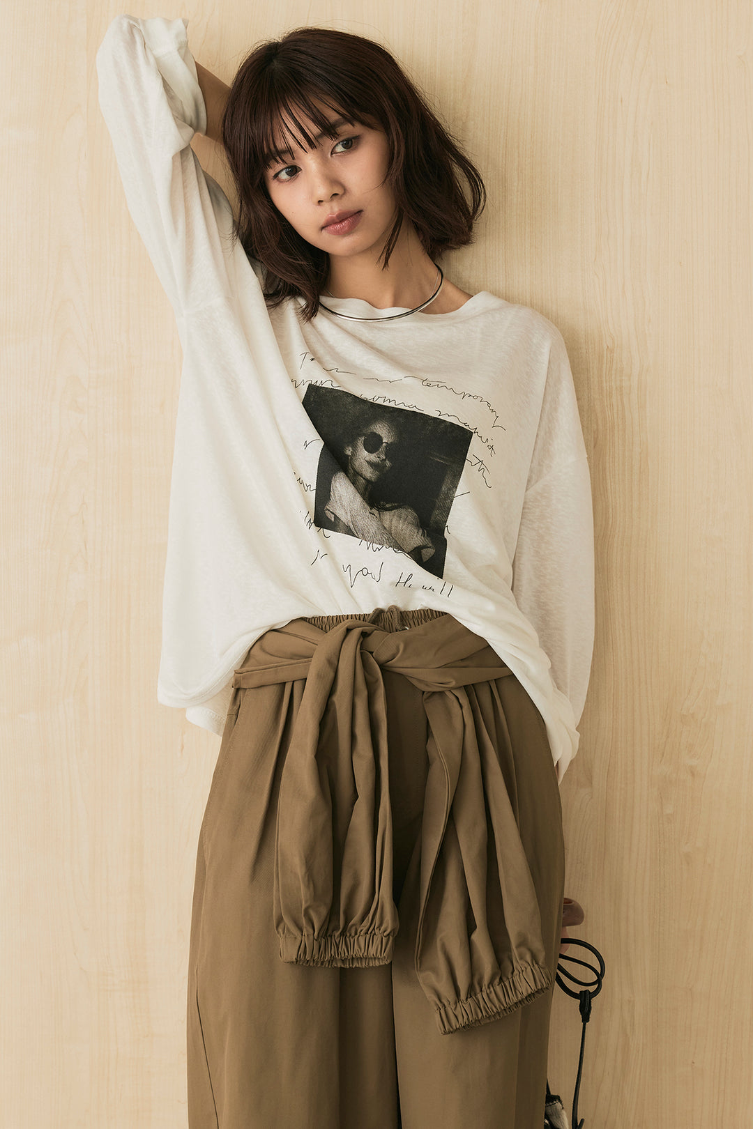 [SET]ヴィンテージグラフィックロンT+合繊ツイルスタンドウエスト巻きジョガーパンツ(2set)