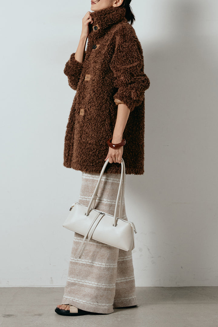 [SET]リバーシブルボアアウター+マルチライン柄リラックスニットパンツ(2set)