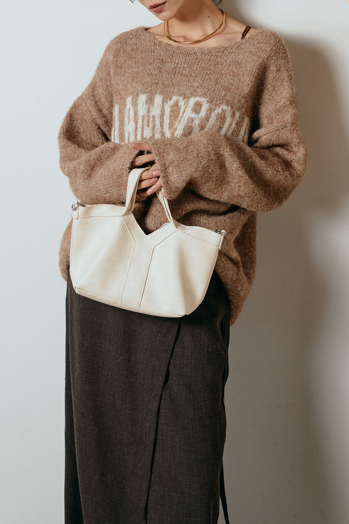 [SET]フロントロゴデザインニットトップス+ラップ巻きワイドスラックス(2set)