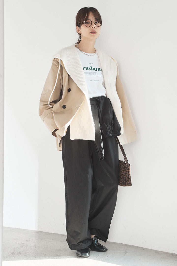 [SET]ナイロントレンチコート+合繊ツイルスタンドウエスト巻きジョガーパンツ(2set)