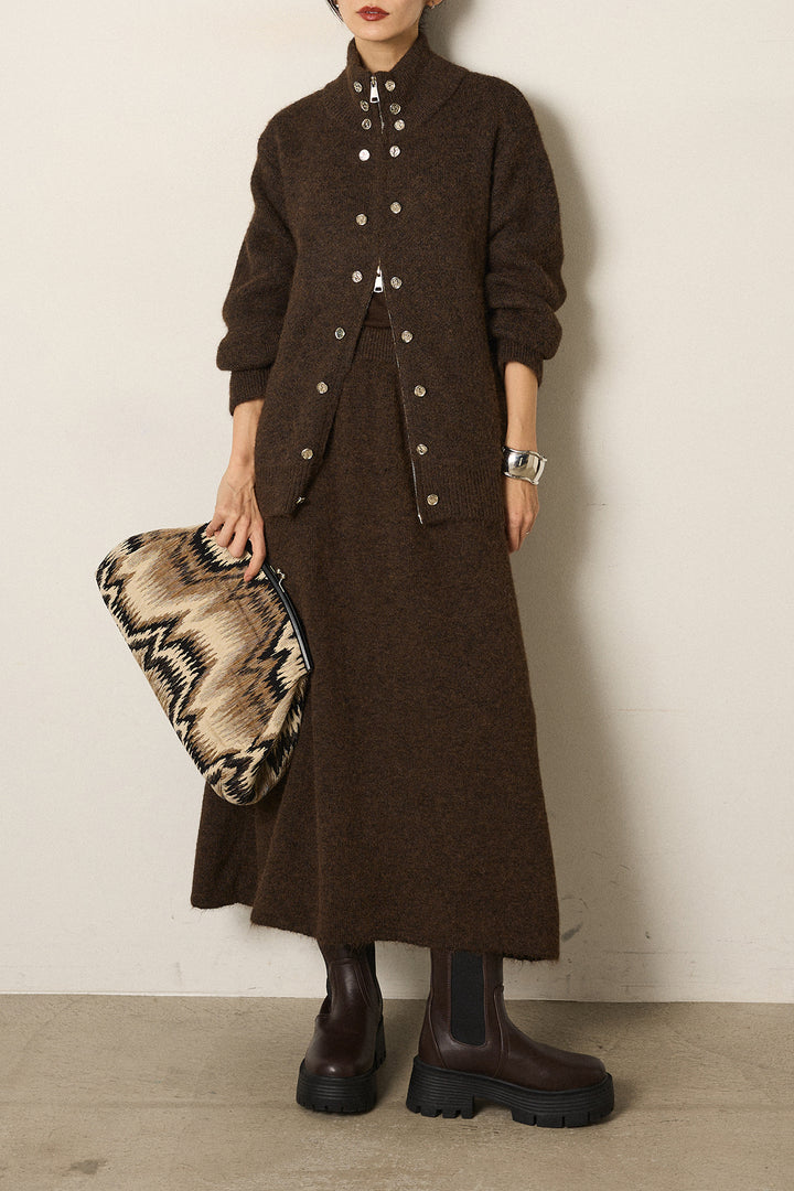 [SET]ハイネックメタルプレートニットスカートSETUP