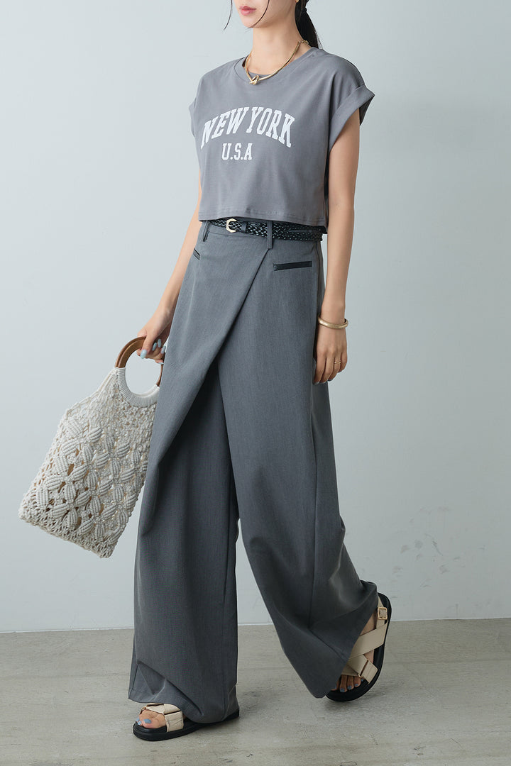 [着回しセット]ショート丈NEWYORKロゴTシャツ+ショート丈NEWYORKロゴTシャツ(2set)