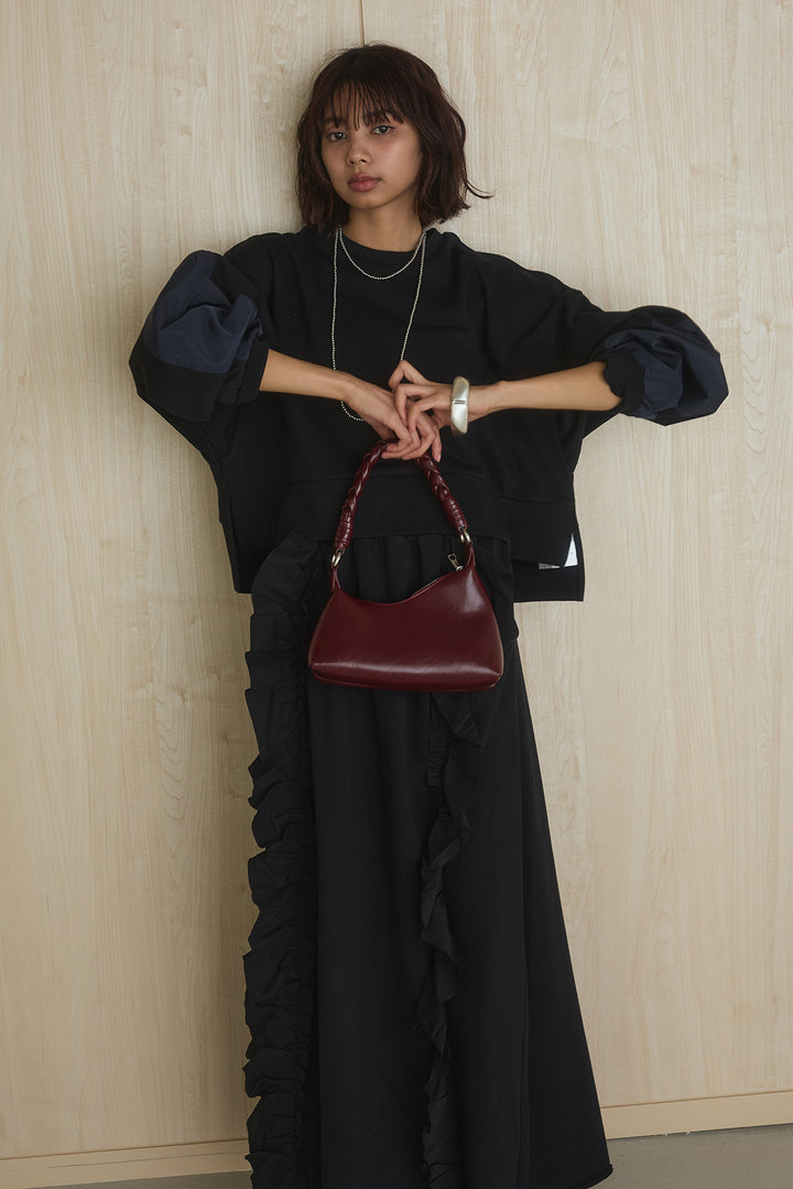 [SET]アームパッチスウェットプルオーバー+ビッグフリルスウェットロングスカート(2set)