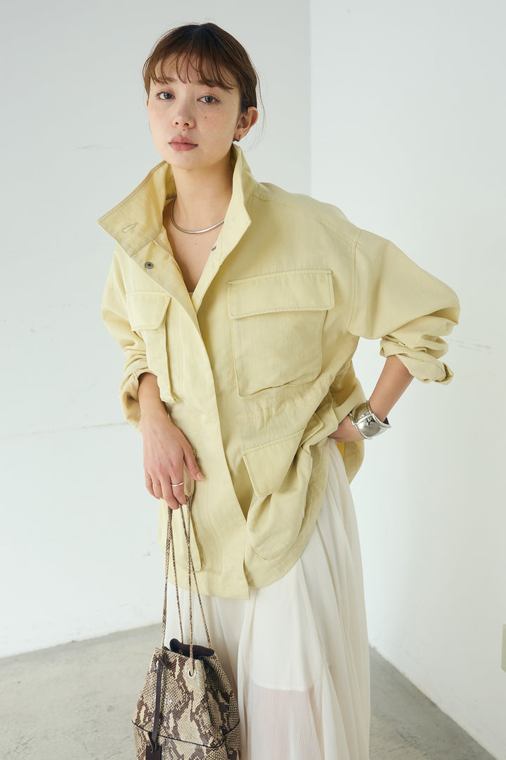 [SET]ナイロンツイルフィールドジャケット+シアーフリルキャミワンピース(2set)