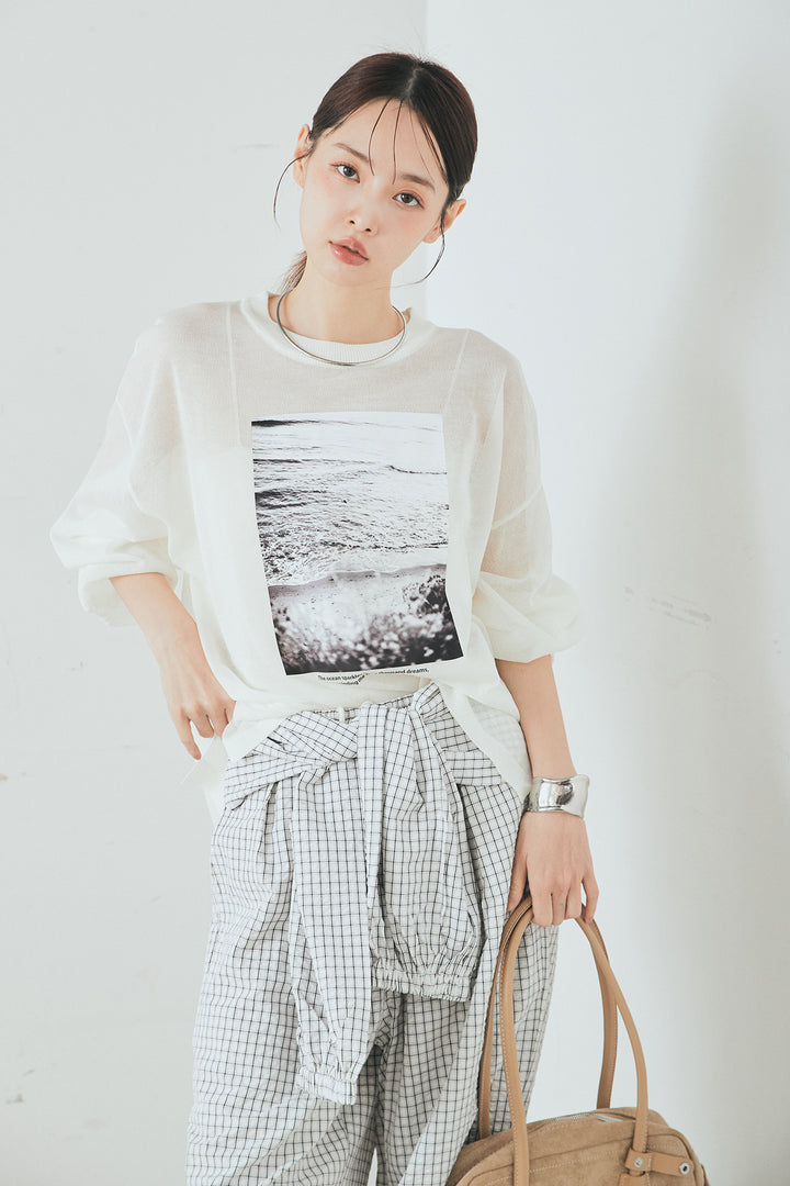 [SET]フォトシアーニットトップス+チェックウエスト巻きジョガーパンツ(2set)
