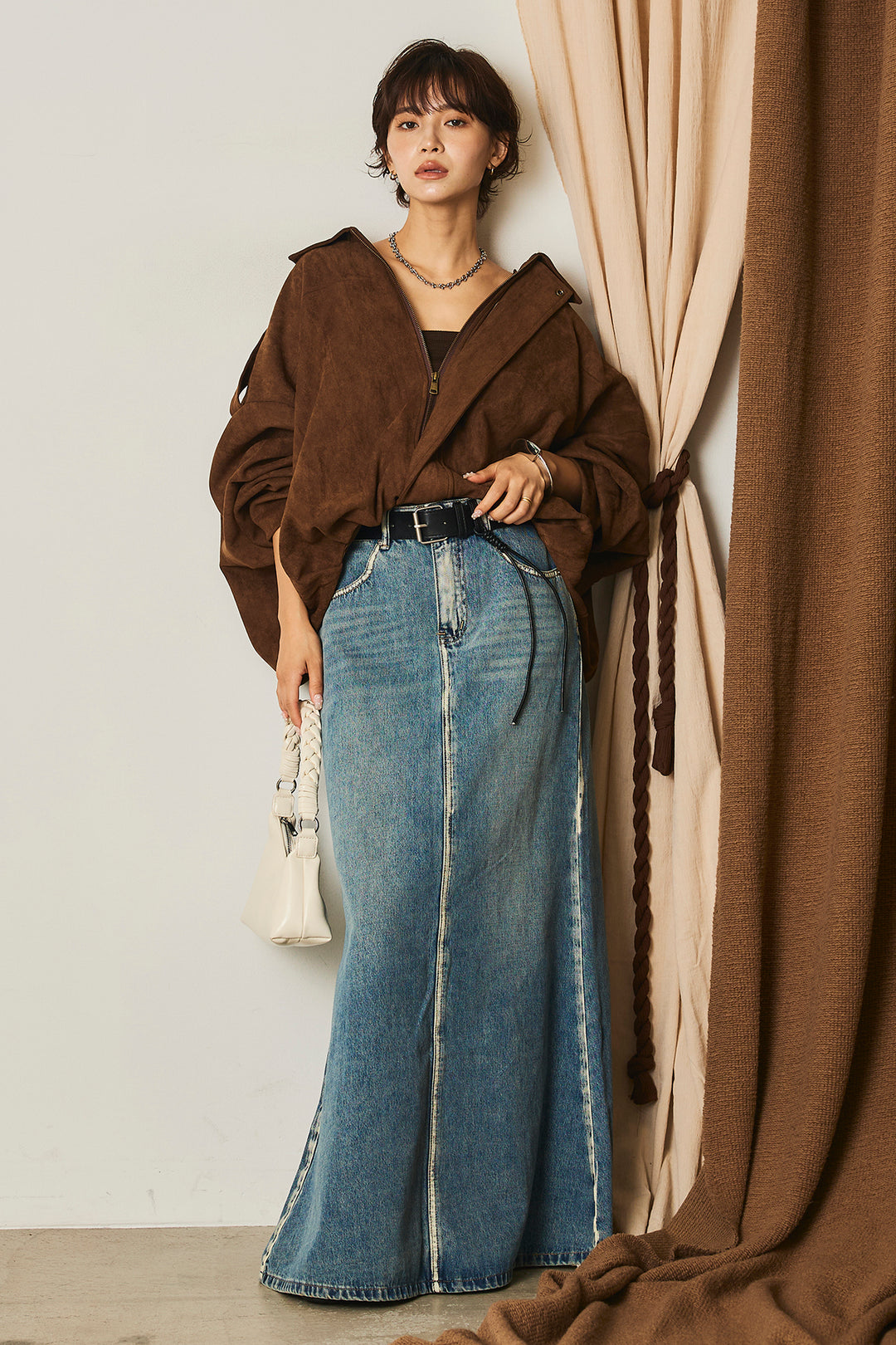 【即納】バルーンシルエットフェイクスエードブルゾン