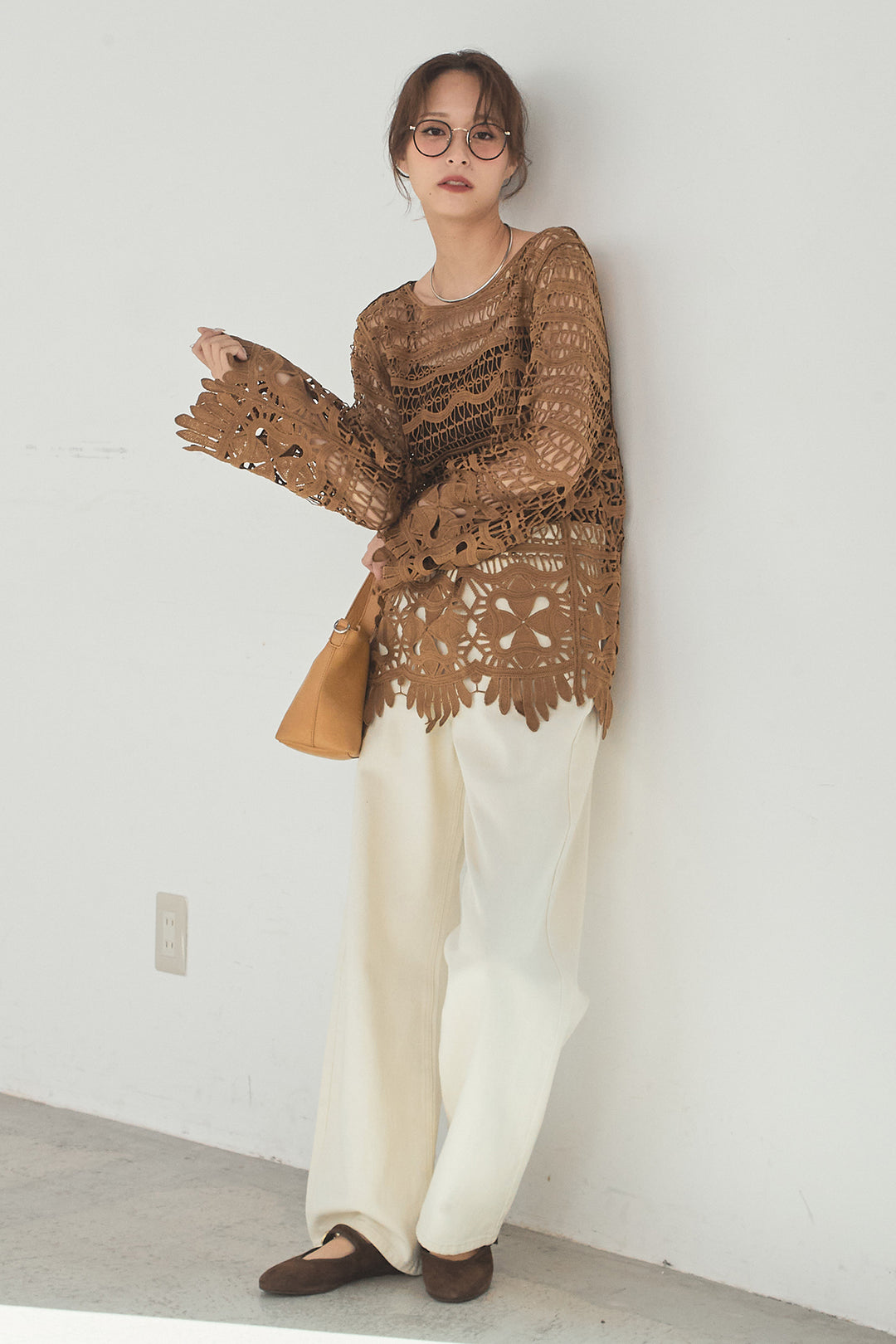 [SET]裾デザインメッシュプルオーバー+スプリングカラーデニムパンツ(2set)